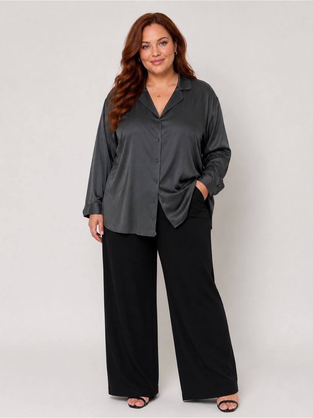 SKIMS Charcoal Button-Up Top